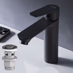 Le robinet à levier unique est conçu pour l'eau chaude et froide. Installation facile avec un seul trou. Le dispositif de vid ...