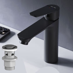 Am.pm - Mitiguer Lavabo avec bonde clic clac pour lavabo Robinet Salle Bain Noir Robinet de Lavabo pour Salle de Bain Mélangeur Lavabo en Laiton