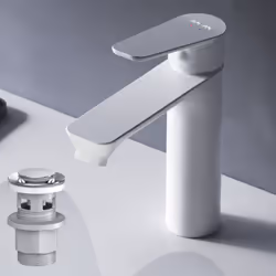 Robinet de salle de bain avec bec hauteur 101mm, robinetterie ø50mm ,- DESIGN : La forme moderne permet une utilisation facil ...