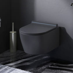 Wc Suspendu sans bride Noir wc en céramique sans rebord avec couvercle de siège Softclosing - Am.pm