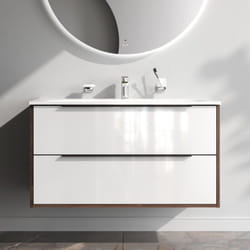 Am.pm - Meuble de Salle de Bain avec lavabo suspendu Meuble Sous Vasque Blanc Brilliant avec 2 tiroirs 100 cm
