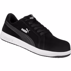 Description générale Les chaussures de sécurité Puma Iconic Suede Black Low S1PL ESD FO HRO SR allient un style sportif et mo ...