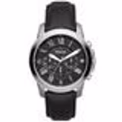 Montre Fossil GRANT FS4812 - Montre Chrono Cuir Noire Homme - Collection vintage pour homme