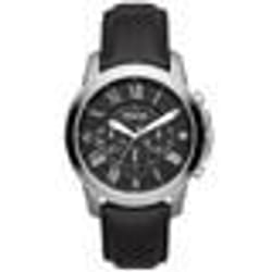 Montre Fossil GRANT FS4812 - Montre Chrono Cuir Noire Homme - Collection vintage pour homme