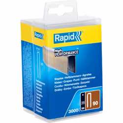 Rapid agrafes à couronne étroite n°90, longueur allant de 20mm à 40mm, quantité allant de 600 à 4000 agrafes. Pour des applic ...