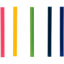 Blister 36 barres de colle ø7x90mm rouge, vert, jaune, bleu et noir 5001426 rapide. Ces bâtons de colle colorés de 7mm sont p ...