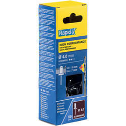 Rapid - Blister 50 rivets ø4x10mm alu + mèche 5001459