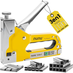 Nunu - Agrafeuse-Cloueuse manuelle pour loisirs et travaux domestique - 3 en 1, 3 projectiles - Agrafes n°140 / n°28 et Clous n°8 - Coffret (+ 3000