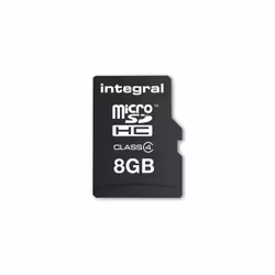 Integral 8GB MICROSDHC MEMORY CARD CLASS 4, 8 Go, MicroSD, UHS-I, 4 Mo/s, Class 1 (U1), Noir