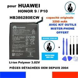 BATTERIE ORIGINE HB386280ECW HUAWEI P10 & HONOR 9 DUAL SIM 3200mAh + KIT OUTILS