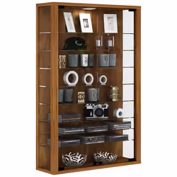 VCM Morgenthaler Vitrosa Mini, Bois, Bois, Noyer, 2 portes(s), 8 étagères, Verre