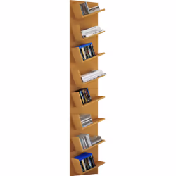 VCM Morgenthaler Lansi Maxi, Étagère à échelle, Mural, Panneaux MDF, Hêtre, Salon, 8 étagères