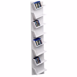 VCM Morgenthaler Lansi Maxi, Étagère à échelle, Mural, Panneaux MDF, Blanc, Salon, 8 étagères