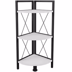 VCM Morgenthaler Insasi 3, Etagère d'angle, Autonome, Panneaux MDF, Métal, Noir, Blanc, Salon, 3 étagères