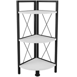 VCM Morgenthaler Insasi 3 Etagère d'angle Autonome Panneaux MDF, Métal Noir, Blanc