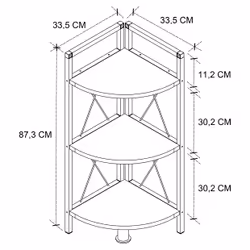 VCM Morgenthaler Insasi 3 Etagère d'angle Autonome Panneaux MDF, Métal Noir, Blanc - Vue supplémentaire 4