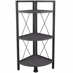 VCM Morgenthaler Insasi 3, Etagère d'angle, Autonome, Panneaux MDF, Métal, Anthracite, Noir, Salon, 3 étagères