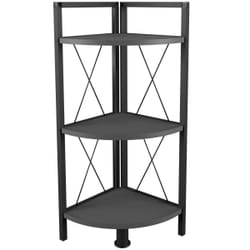 VCM Morgenthaler Insasi 3 Etagère d'angle Autonome Panneaux MDF, Métal Anthracite, Noir