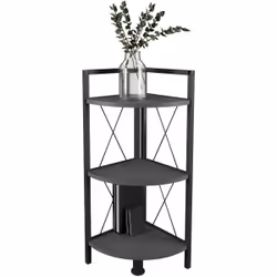 VCM Morgenthaler Insasi 3 Etagère d'angle Autonome Panneaux MDF, Métal Anthracite, Noir