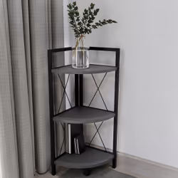 VCM Morgenthaler Insasi 3 Etagère d'angle Autonome Panneaux MDF, Métal Anthracite, Noir