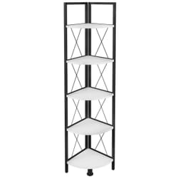 VCM Morgenthaler Insasi 5 Etagère d'angle Autonome Panneaux MDF, Métal Noir, Blanc