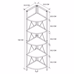 VCM Morgenthaler Insasi 5 Etagère d'angle Autonome Panneaux MDF, Métal Noir, Blanc - Vue supplémentaire 4