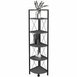 VCM Morgenthaler Insasi 5 Etagère d'angle Autonome Panneaux MDF, Métal Anthracite, Noir - Vue supplémentaire 2