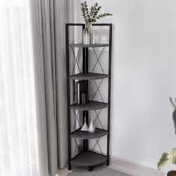 VCM Morgenthaler Insasi 5 Etagère d'angle Autonome Panneaux MDF, Métal Anthracite, Noir - Vue supplémentaire 3