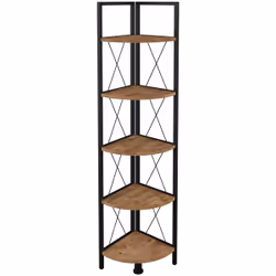 VCM Morgenthaler Insasi 5 Etagère d'angle Autonome Panneaux MDF, Métal Noir, Chêne