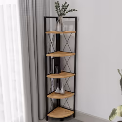 VCM Morgenthaler Insasi 5 Etagère d'angle Autonome Panneaux MDF, Métal Noir, Chêne