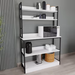 VCM Morgenthaler Insasi Étagère Autonome Panneaux MDF, Métal Noir, Blanc - Vue supplémentaire 3