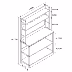 VCM Morgenthaler Insasi Étagère Autonome Panneaux MDF, Métal Noir, Blanc - Vue supplémentaire 4