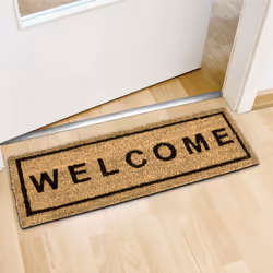 Relaxdays - Paillasson en fibres de coco et plastique, inscription welcome, 75x25 cm, pour intérieur et extérieur, marron