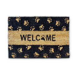 Paillasson fibres de coco Imprimé Welcome et pattes de chat 60 x 40 cm, noir - Relaxdays