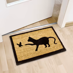 Relaxdays - Paillasson en fibres de coco et caoutchouc, motif animalier, 40 x 60 cm, pour intérieur et extérieur, marron