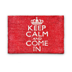 Relaxdays - Paillasson en fibres de coco et pvc, keep calme, antidérapant, 40 x 60 cm, pour intérieur et extérieur, rouge