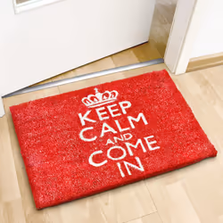 Relaxdays - Paillasson en fibres de coco et pvc, keep calme, antidérapant, 40 x 60 cm, pour intérieur et extérieur, rouge
