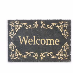 Recevez vos invités avec un paillasson accueillant. Ce paillasson en fibres de coco Welcome avec des ornements floraux laisse ...