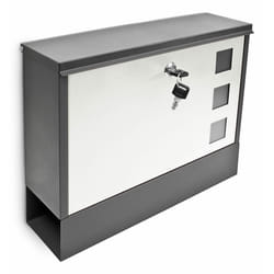 Relaxdays - Boîte aux lettres murale, hlp : 30 x 36 x 10 cm, compartiment à journaux, porte-courrier, métal, blanc/noir