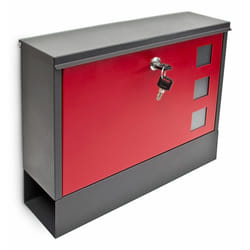 Relaxdays - Boîte aux lettres murale, hlp : 30 x 36 x 10 cm, compartiment à journaux, porte-courrier, métal, noir/rouge