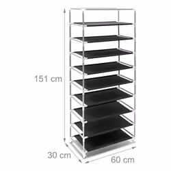 Relaxdays 4052025044459 Organisateur pour chaussures Ouvert / fermé Noir