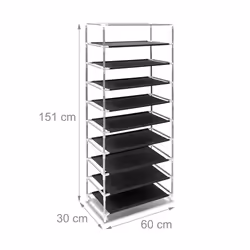 Relaxdays 4052025044473 Organisateur pour chaussures Ouvert / fermé Noir