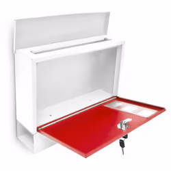 Relaxdays - Boîte aux lettres murale, hlp : 30 x 36 x 10 cm, compartiment à journaux, porte-courrier, métal, blanc/rouge