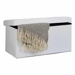 Relaxdays 4052025046538, Pouffe/ottomane, Rectangle, Blanc, Simili-cuir, 300 kg, 760 mm