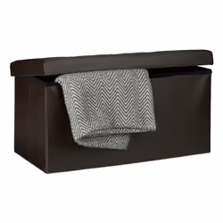 Relaxdays 4052025046545, Pouffe/ottomane, Rectangle, Marron, Simili-cuir, 300 kg, 760 mm