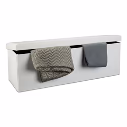 Relaxdays 4052025046569, Pouffe/ottomane, Rectangle, Blanc, Simili-cuir, Adultes, 300 kg