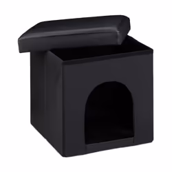 Relaxdays 4052025046583, Pouffe/ottomane, Carré, Noir, Simili-cuir, Noir, mousse