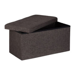 Relaxdays Pouf de rangement pliant coffre repose-pieds Hxlxp: 38 x 76 x 38 cm marron