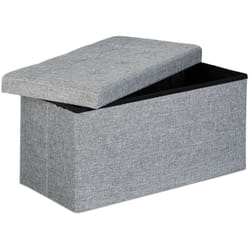 Relaxdays - Pouf de rangement pliant coffre repose-pieds Hxlxp: 38 x 76 x 38 cm, gris