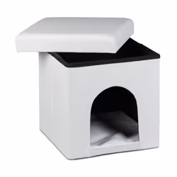 Relaxdays 4052025046736, Pouffe/ottomane, Carré, Blanc, Simili-cuir, Blanc, mousse